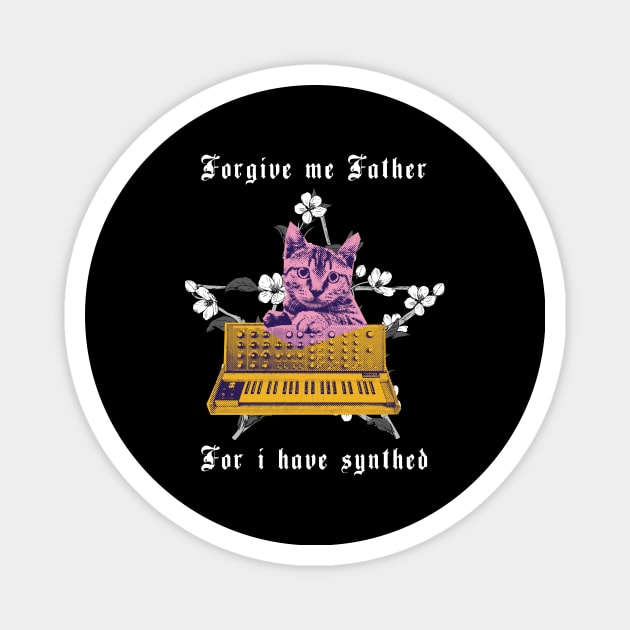 Forgive Me Father Aesthetic Grunge Cat Pentagram Magnet by wbdesignz